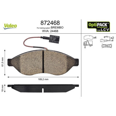 Valeo Bremsbelagsatz, Scheibenbremse OPTIPACK for LCV 872468 Valeo Bremsbelagsatz, Scheibenbremse OPTIPACK for LCV 872468