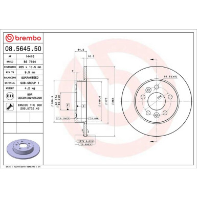 Brembo Bremsscheibe PRIME LINE 08.5645.50