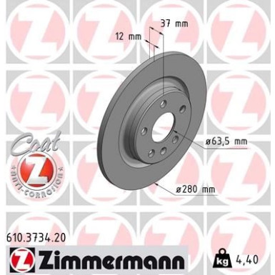 Zimmermann Bremsscheibe Coat Z 610.3734.20 Zimmermann Bremsscheibe Coat Z 610.3734.20