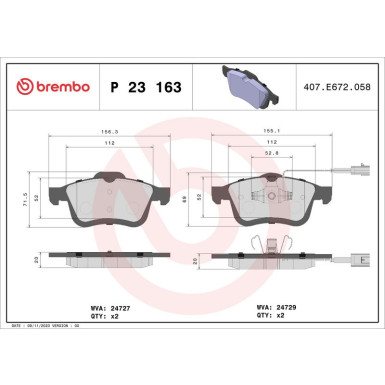 Brembo Bremsbelagsatz, Scheibenbremse PRIME LINE P 23 163 Brembo Bremsbelagsatz, Scheibenbremse PRIME LINE P 23 163