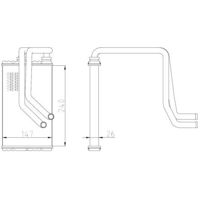 NRF Wärmetauscher, Innenraumheizung mit Rohr EASY FIT 54387