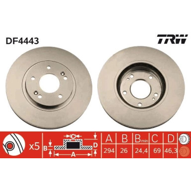TRW Bremsscheibe DF4443 TRW Bremsscheibe DF4443
