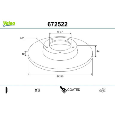 Valeo Bremsscheibe COATED 672522