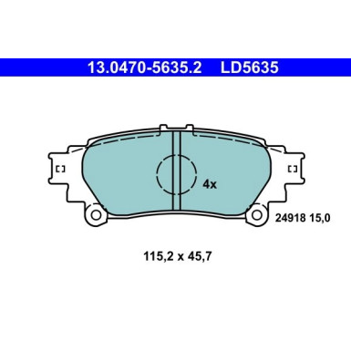 Bremsbelagsatz, Scheibenbremse ATE Ceramic 13.0470-5635.2 Bremsbelagsatz, Scheibenbremse ATE Ceramic 13.0470-5635.2