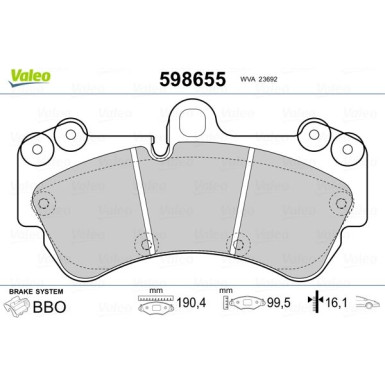 Valeo Bremsbelagsatz, Scheibenbremse 598655