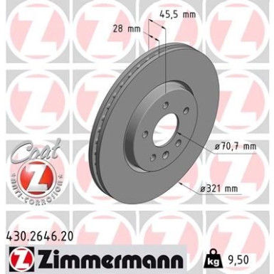 Zimmermann Bremsscheibe Coat Z 430.2646.20