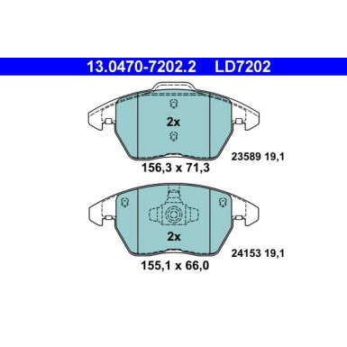 Bremsbelagsatz, Scheibenbremse ATE Ceramic 13.0470-7202.2 Bremsbelagsatz, Scheibenbremse ATE Ceramic 13.0470-7202.2