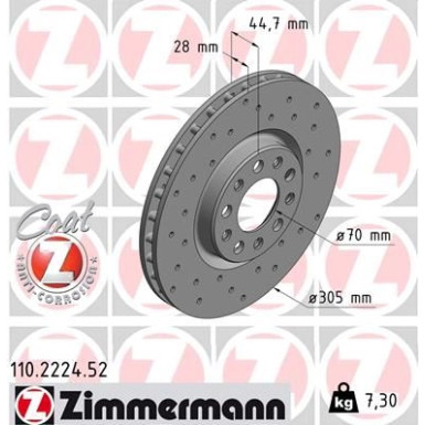 Zimmermann Bremsscheibe SPORT Z 110.2224.52 Zimmermann Bremsscheibe SPORT Z 110.2224.52