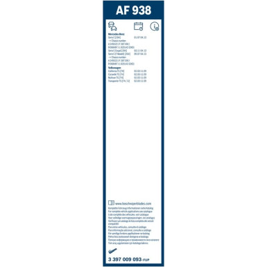 BOSCH AF 938 Scheibenwischer Aerofit 3 397 009 093 BOSCH AF 938 Scheibenwischer Aerofit 3 397 009 093