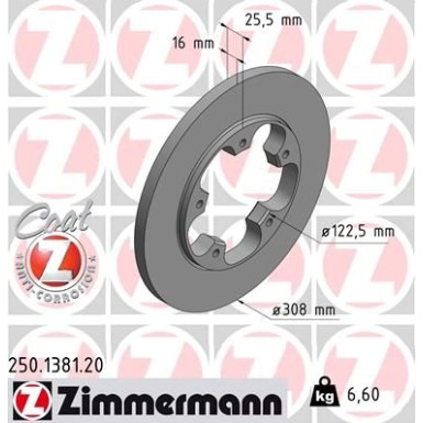 Zimmermann Bremsscheibe Coat Z 250.1381.20