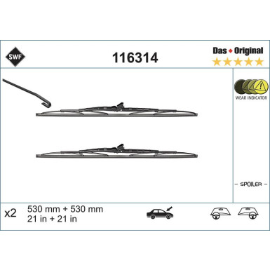 SWF Wischblatt Scheibenwischer DAS ORIGINAL SET 116314 SWF Wischblatt Scheibenwischer DAS ORIGINAL SET 116314