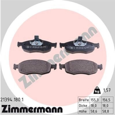 Zimmermann Bremsbelagsatz, Scheibenbremse 21394.180.1 Zimmermann Bremsbelagsatz, Scheibenbremse 21394.180.1