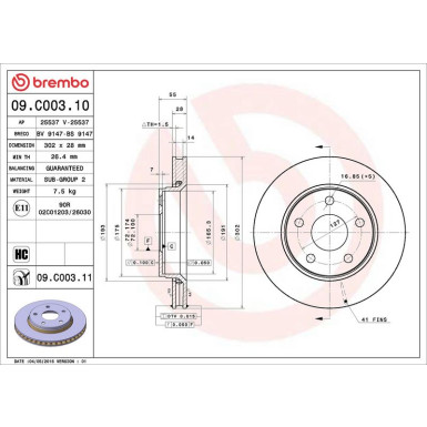 Brembo Bremsscheibe PRIME LINE - UV Coated 09.C003.11