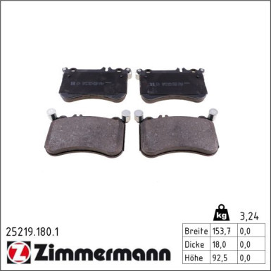 Zimmermann Bremsbelagsatz, Scheibenbremse 25219.180.1