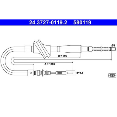 Seilzug, Feststellbremse 24.3727-0119.2 Seilzug, Feststellbremse 24.3727-0119.2