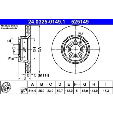 ATE Bremsscheibe PowerDisc 24.0325-0149.1