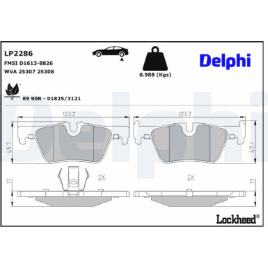 Delphi Bremsbelagsatz, Scheibenbremse LP2286