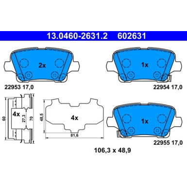 Bremsbelagsatz, Scheibenbremse 13.0460-2631.2 Bremsbelagsatz, Scheibenbremse 13.0460-2631.2