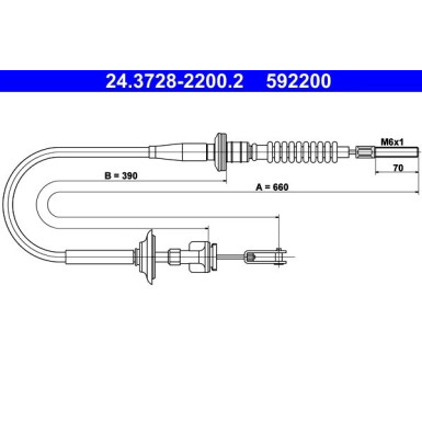 ATE Seilzug, Kupplungsbetätigung 24.3728-2200.2 ATE Seilzug, Kupplungsbetätigung 24.3728-2200.2