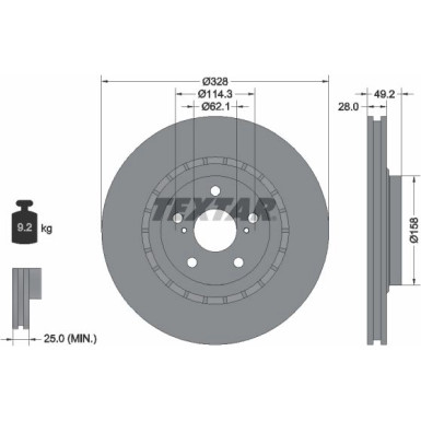 Textar Bremsscheibe PRO 92259403 Textar Bremsscheibe PRO 92259403