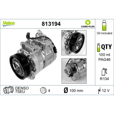 Valeo Kompressor, Klimaanlage VALEO CORE-FLEX 813194
