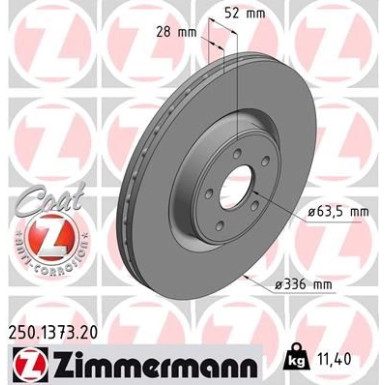 Zimmermann Bremsscheibe Coat Z 250.1373.20 Zimmermann Bremsscheibe Coat Z 250.1373.20