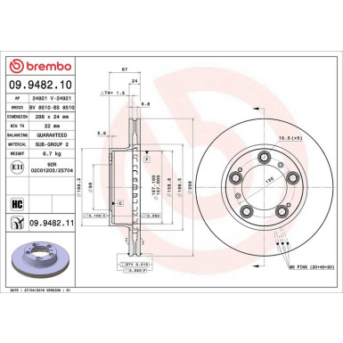 Brembo Bremsscheibe PRIME LINE - UV Coated 09.9482.11