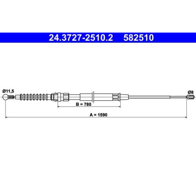 ATE Seilzug, Feststellbremse 24.3727-2510.2 ATE Seilzug, Feststellbremse 24.3727-2510.2