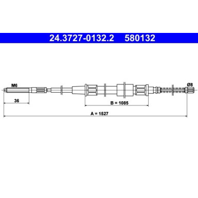 ATE Seilzug, Feststellbremse 24.3727-0132.2 ATE Seilzug, Feststellbremse 24.3727-0132.2