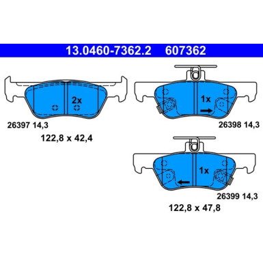 ATE Bremsbelagsatz, Scheibenbremse 13.0460-7362.2 ATE Bremsbelagsatz, Scheibenbremse 13.0460-7362.2