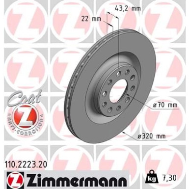 Zimmermann Bremsscheibe Coat Z 110.2223.20 Zimmermann Bremsscheibe Coat Z 110.2223.20