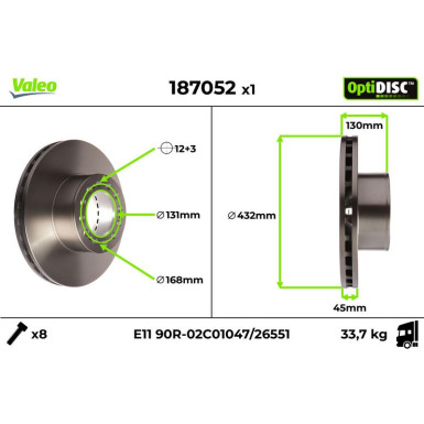 Valeo Bremsscheibe OptiDISC 187052