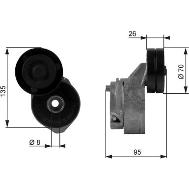 Gates Spannrolle, Keilrippenriemen DriveAlign™ T38430