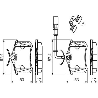 BOSCH Bremsbelagsatz, Scheibenbremse 0 986 494 599