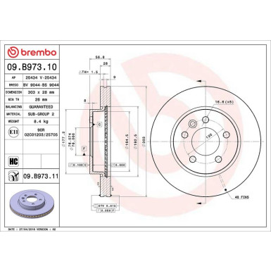 Brembo Bremsscheibe PRIME LINE - UV Coated 09.B973.11 Brembo Bremsscheibe PRIME LINE - UV Coated 09.B973.11
