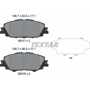 Textar Bremsbelagsatz, Scheibenbremse 2621701 Textar Bremsbelagsatz, Scheibenbremse 2621701