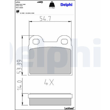 Delphi Bremsbelagsatz, Scheibenbremse LP21 Delphi Bremsbelagsatz, Scheibenbremse LP21