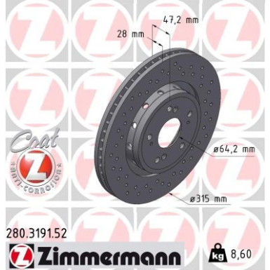 Zimmermann Bremsscheibe SPORT Z 280.3191.52