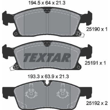 Textar Bremsbelagsatz, Scheibenbremse Q+ 2519001 Textar Bremsbelagsatz, Scheibenbremse Q+ 2519001
