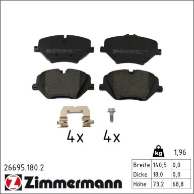 Zimmermann Bremsbelagsatz, Scheibenbremse 26695.180.2