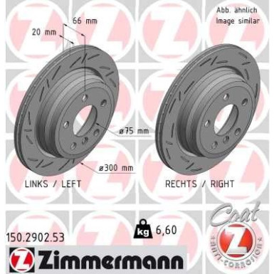 ZIMMERMANN 150.2902.53 Bremsscheibe 300mm für BMW 3er, 4er, 6/5, 5x120, innenbelüftet, geschlitzt, beschichtet, hochgekohlt