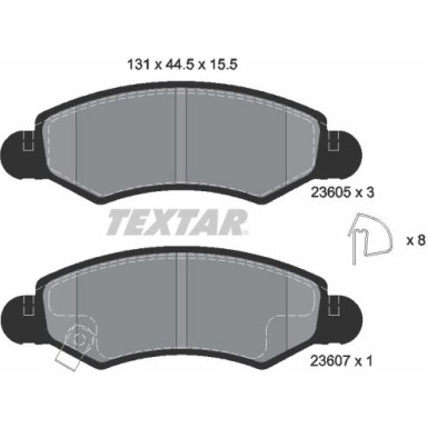 Textar Bremsbelagsatz, Scheibenbremse Q+ 2360501 Textar Bremsbelagsatz, Scheibenbremse Q+ 2360501