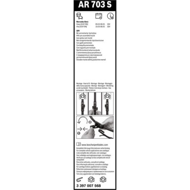 BOSCH AR 703 S Scheibenwischer Aerotwin Retrofit 3 397 007 568 BOSCH AR 703 S Scheibenwischer Aerotwin Retrofit 3 397 007 568