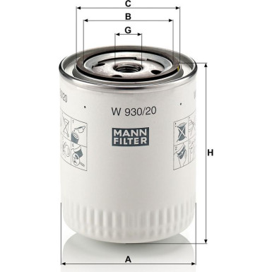 Mann-Filter Ölfilter W 930/20 Mann-Filter Ölfilter W 930/20