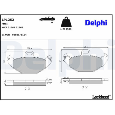 Delphi Bremsbelagsatz, Scheibenbremse LP1252