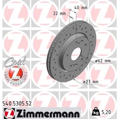 Zimmermann Bremsscheibe SPORT Z 540.5305.52