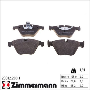 Zimmermann Bremsbelagsatz, Scheibenbremse 23312.200.1 Zimmermann Bremsbelagsatz, Scheibenbremse 23312.200.1
