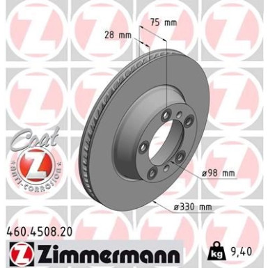Zimmermann Bremsscheibe Coat Z 460.4508.20 Zimmermann Bremsscheibe Coat Z 460.4508.20