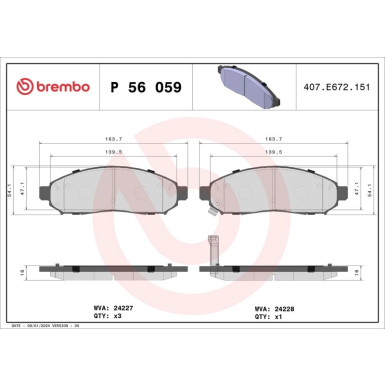 Brembo Bremsbelagsatz, Scheibenbremse PRIME LINE P 56 059 Brembo Bremsbelagsatz, Scheibenbremse PRIME LINE P 56 059