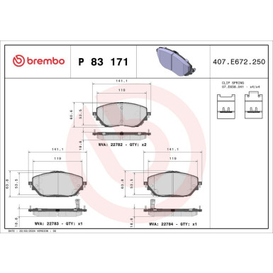 Brembo Bremsbelagsatz, Scheibenbremse PRIME LINE P 83 171